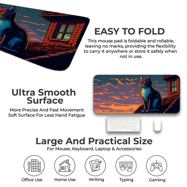 Retro Art Style Cat Deskmat
