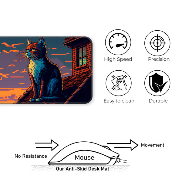 Retro Art Style Cat Deskmat