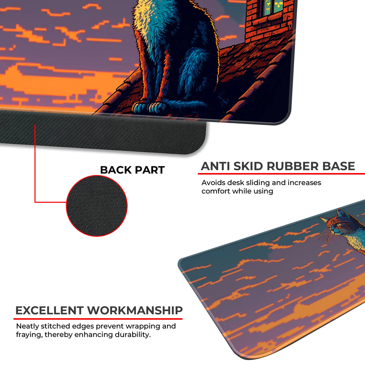 Retro Art Style Cat Deskmat