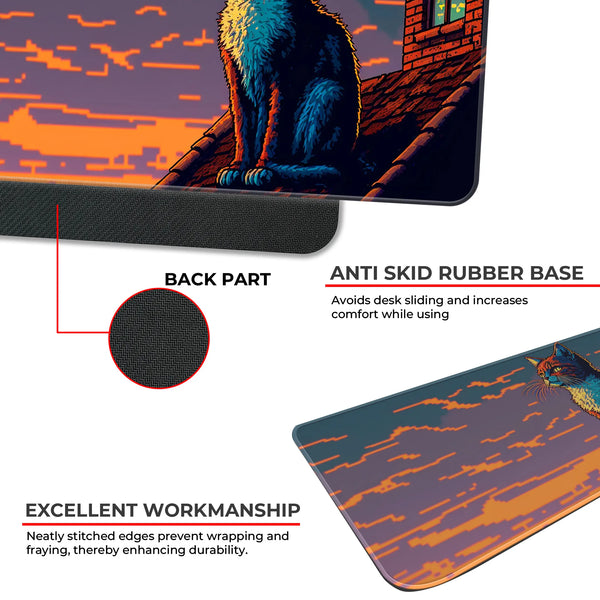Retro Art Style Cat Deskmat