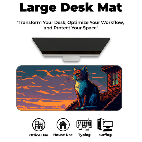 Retro Art Style Cat Deskmat