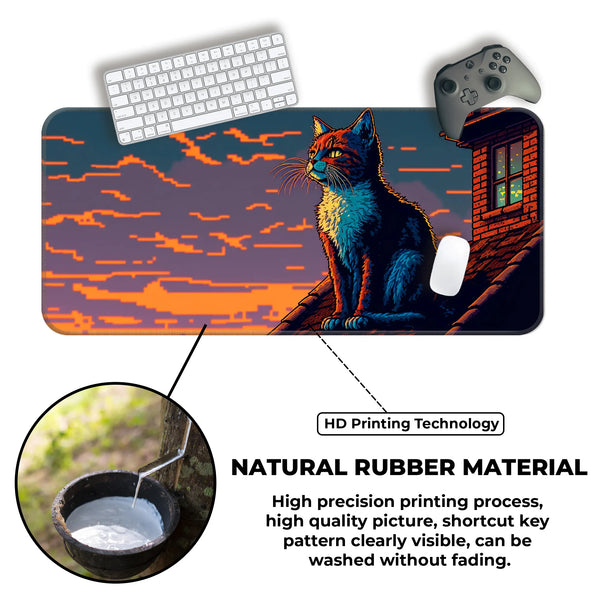 Retro Art Style Cat Deskmat