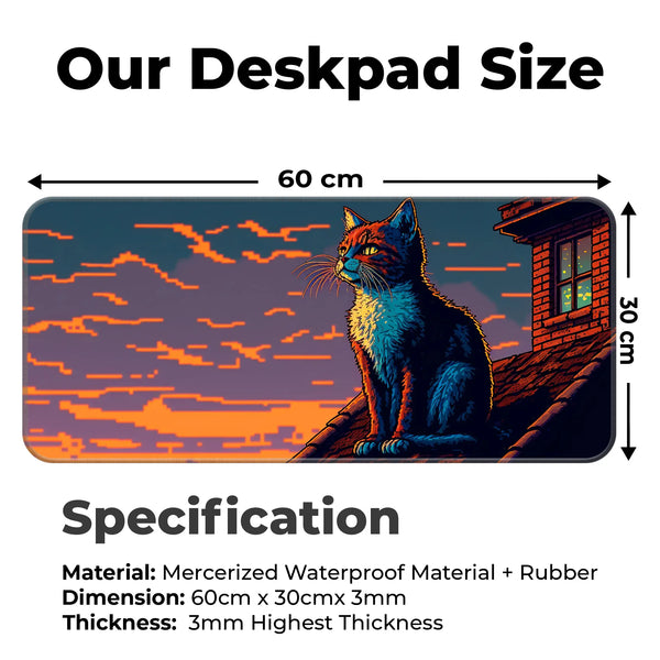 Retro Art Style Cat Deskmat