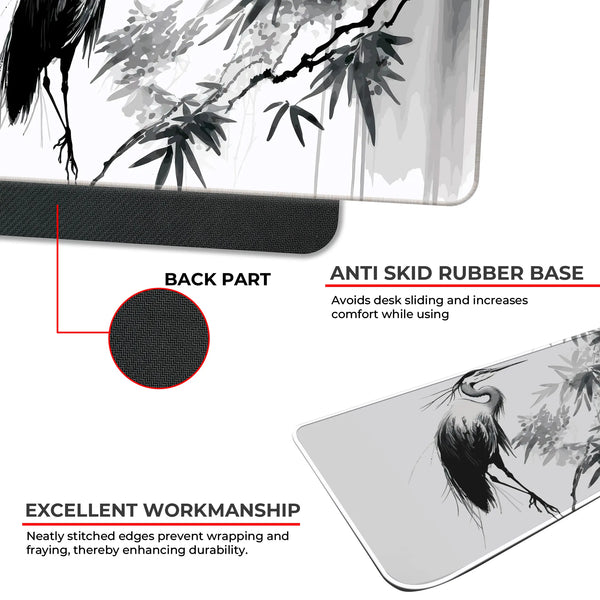 Zen Crane Ink Art Deskmat