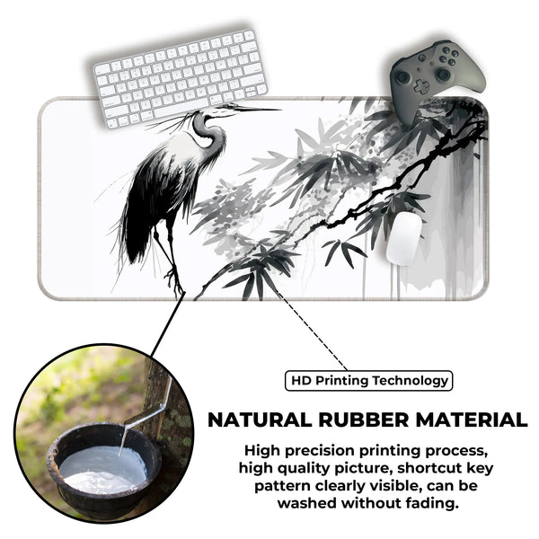 Zen Crane Ink Art Deskmat