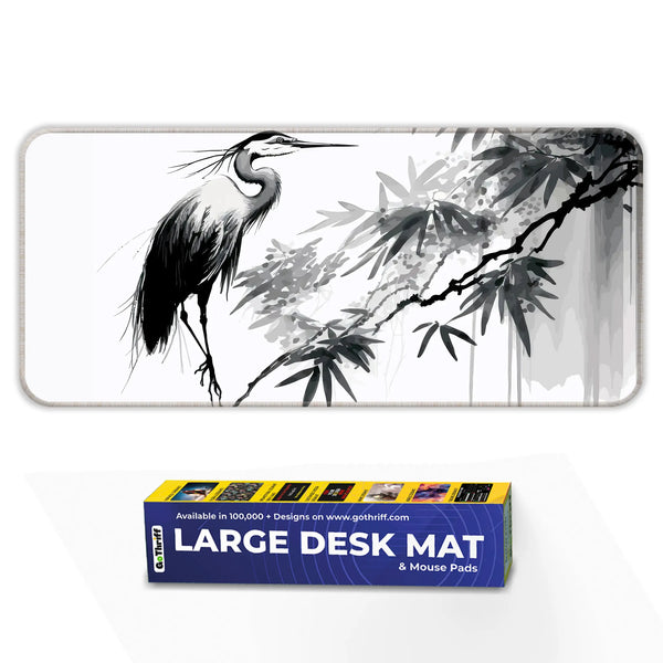 Zen Crane Ink Art Deskmat