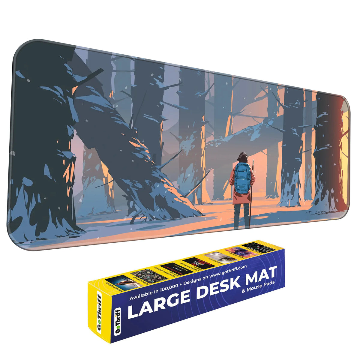 Wanderer in the Winter Woods Deskmat