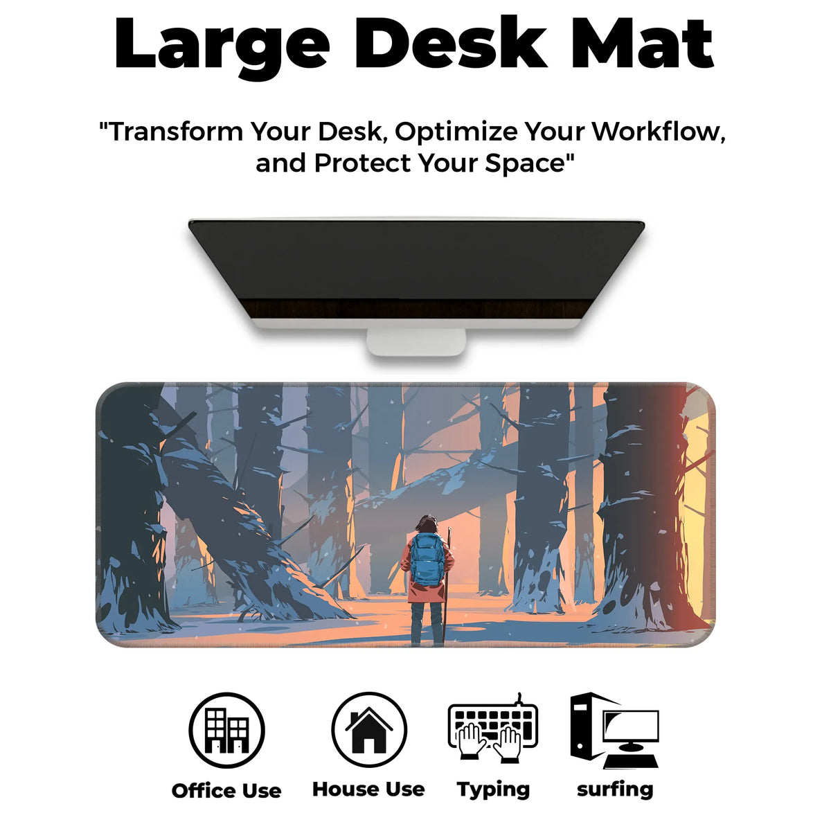 Wanderer in the Winter Woods Deskmat