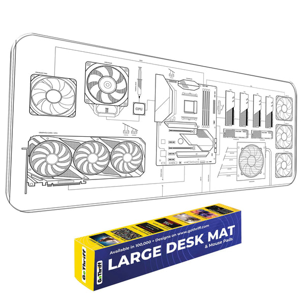 PC Build Blueprint Technical Gaming Setup Deskmat