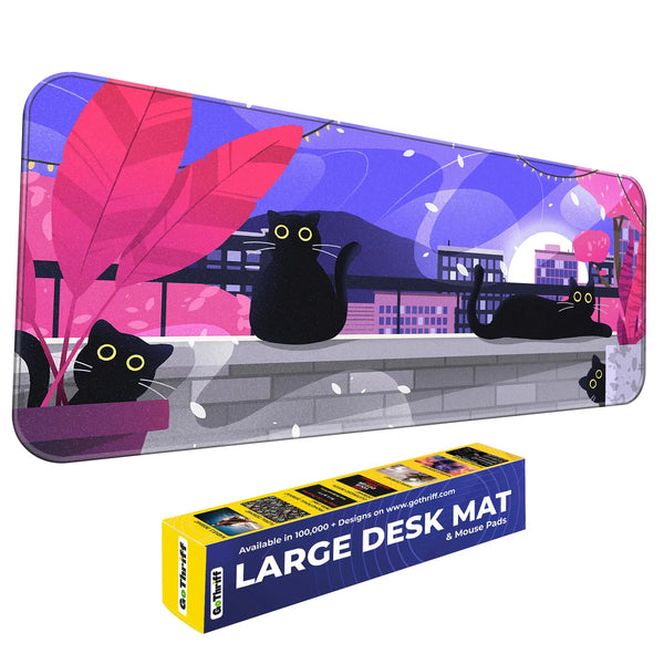 Black Cat Nightscape Deskmat
