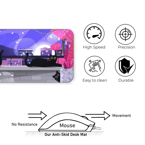 Black Cat Nightscape Deskmat