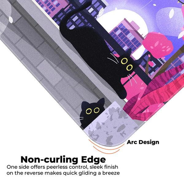 Black Cat Nightscape Deskmat