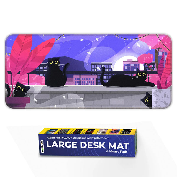 Black Cat Nightscape Deskmat