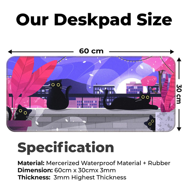 Black Cat Nightscape Deskmat