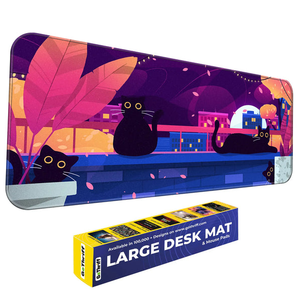 Black Cat Nightscape Deskmat