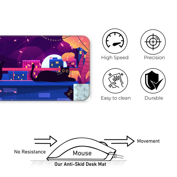 Black Cat Nightscape Deskmat