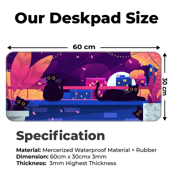 Black Cat Nightscape Deskmat