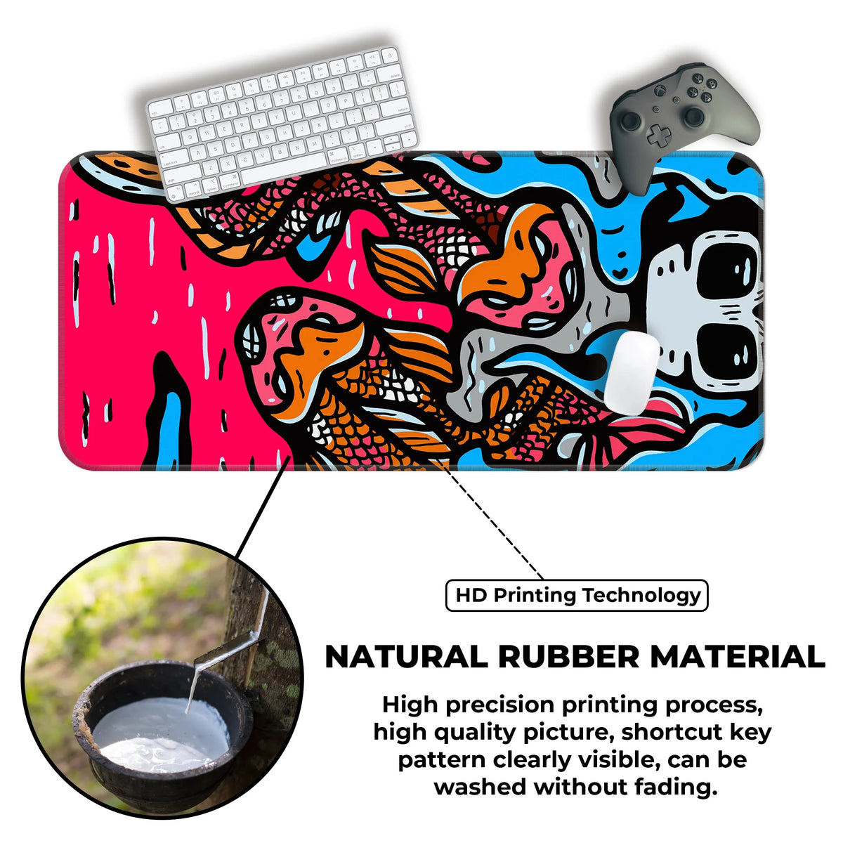 Samurai Koi & Skull Art Deskmat