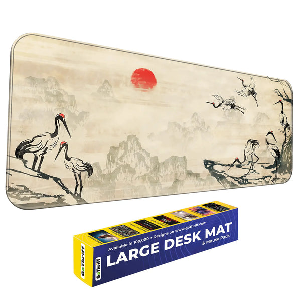 Japanese Crane Ink Art Deskmat