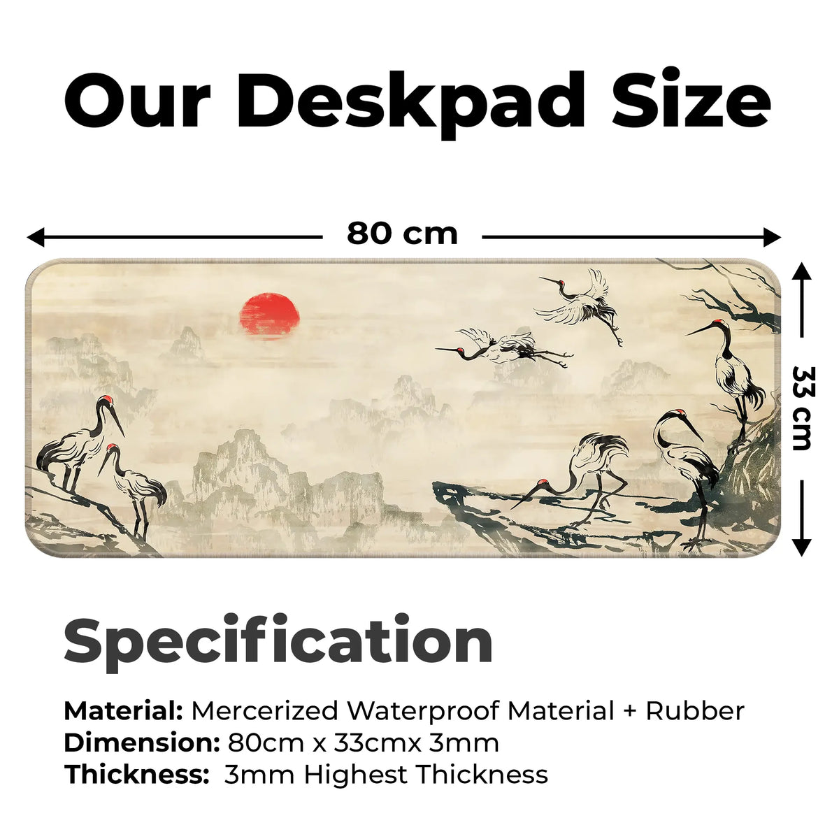 Japanese Crane Ink Art Deskmat