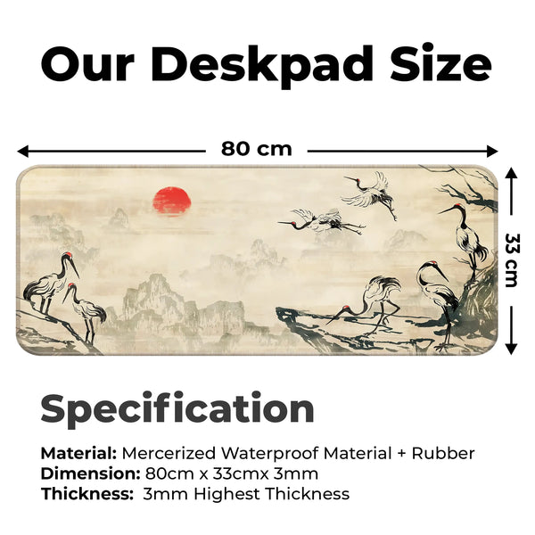 Japanese Crane Ink Art Deskmat