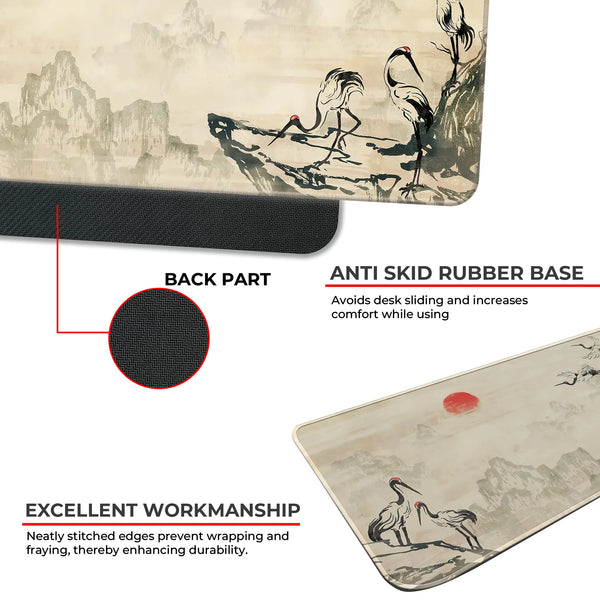 Japanese Crane Ink Art Deskmat