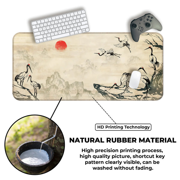 Japanese Crane Ink Art Deskmat
