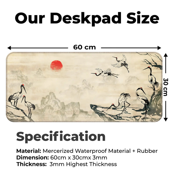 Japanese Crane Ink Art Deskmat