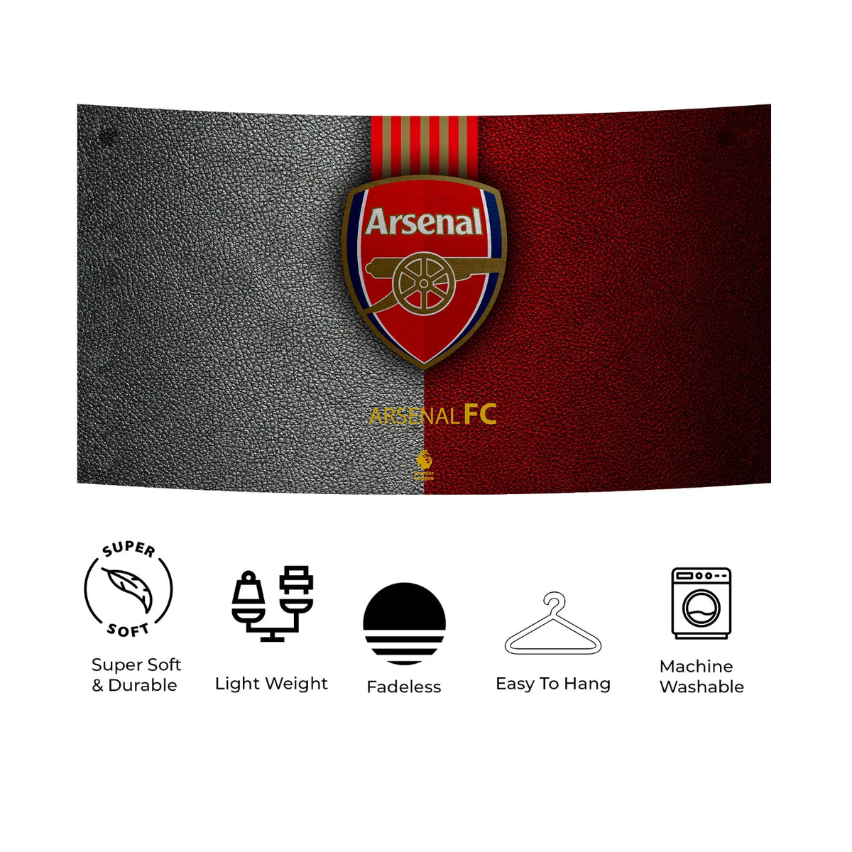 Arsenal FC Leather Pattern Wall Hanging – Dual Tone Premier Look Tapestry