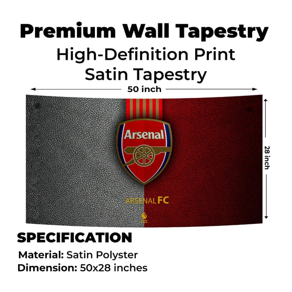 Arsenal FC Leather Pattern Wall Hanging – Dual Tone Premier Look Tapestry