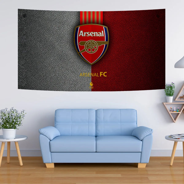 Arsenal FC Leather Pattern Wall Hanging – Dual Tone Premier Look Tapestry