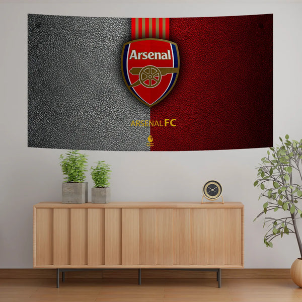 Arsenal FC Leather Pattern Wall Hanging – Dual Tone Premier Look Tapestry