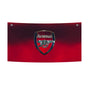Chrome Arsenal Crest Wall Decor – Metallic Badge on Red Fade Tapestry