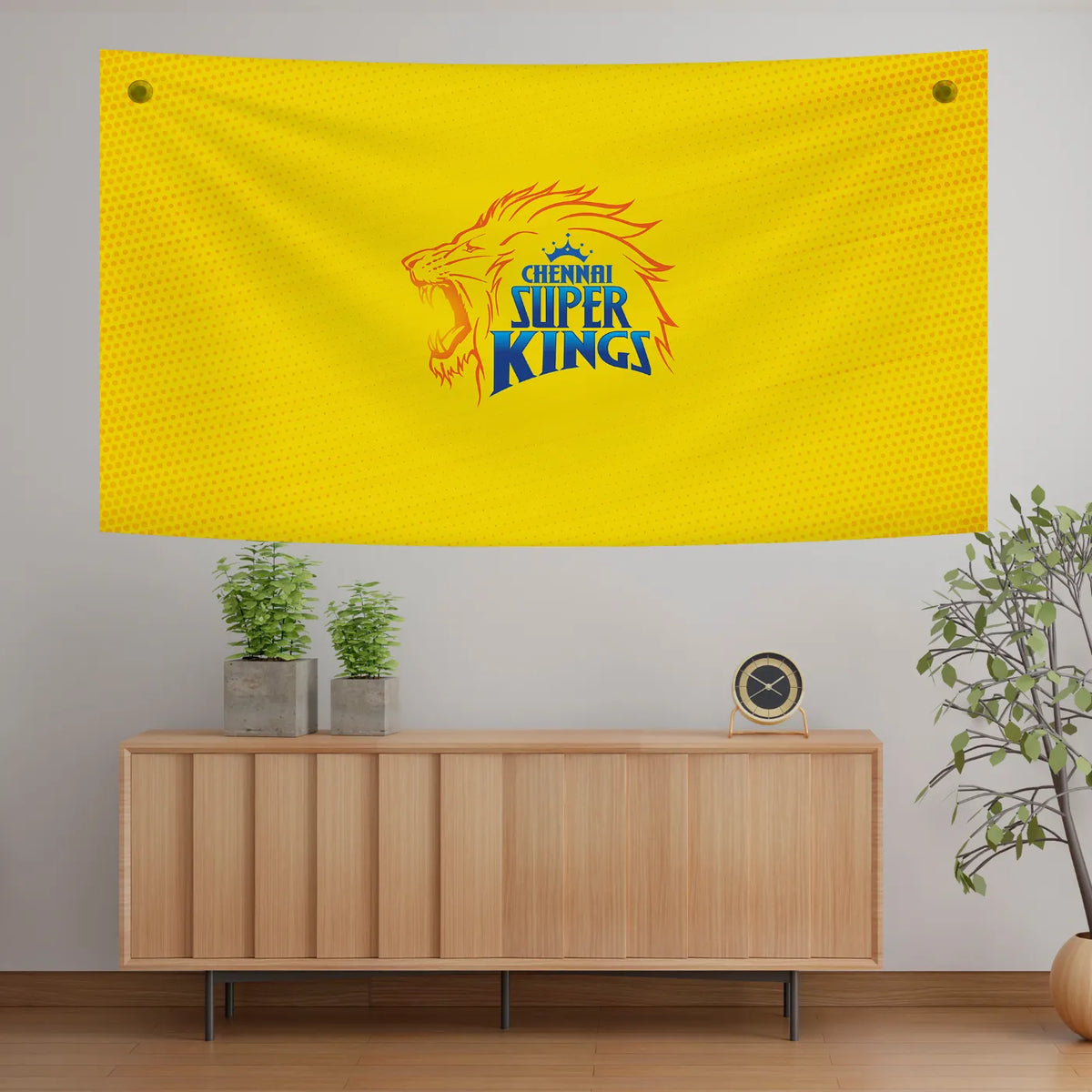 CSK Lion Emblem – Bold Yellow Legacy Design Tapestry