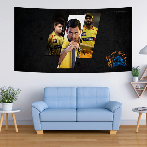 CSK Trio – Dhoni, Raina & Jadeja Legacy Edition Tapestry