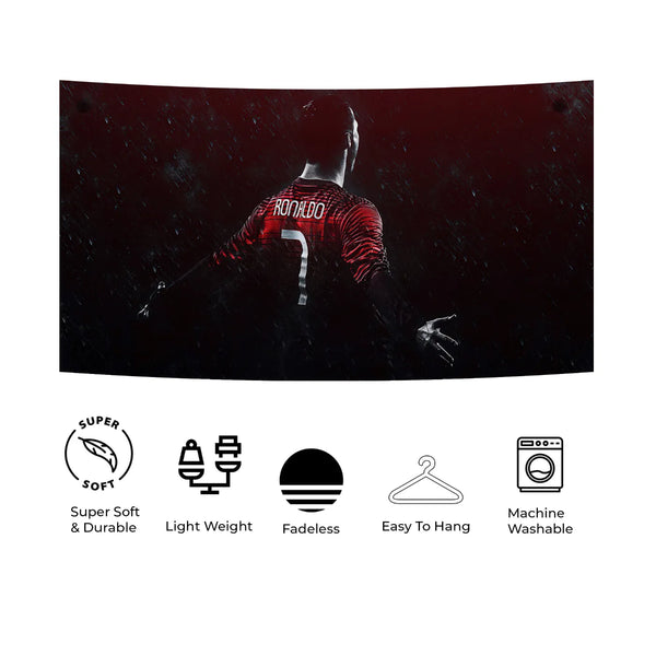 Ronaldo Back Pose – In the Rain Edition Tapestry