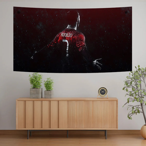 Ronaldo Back Pose – In the Rain Edition Tapestry