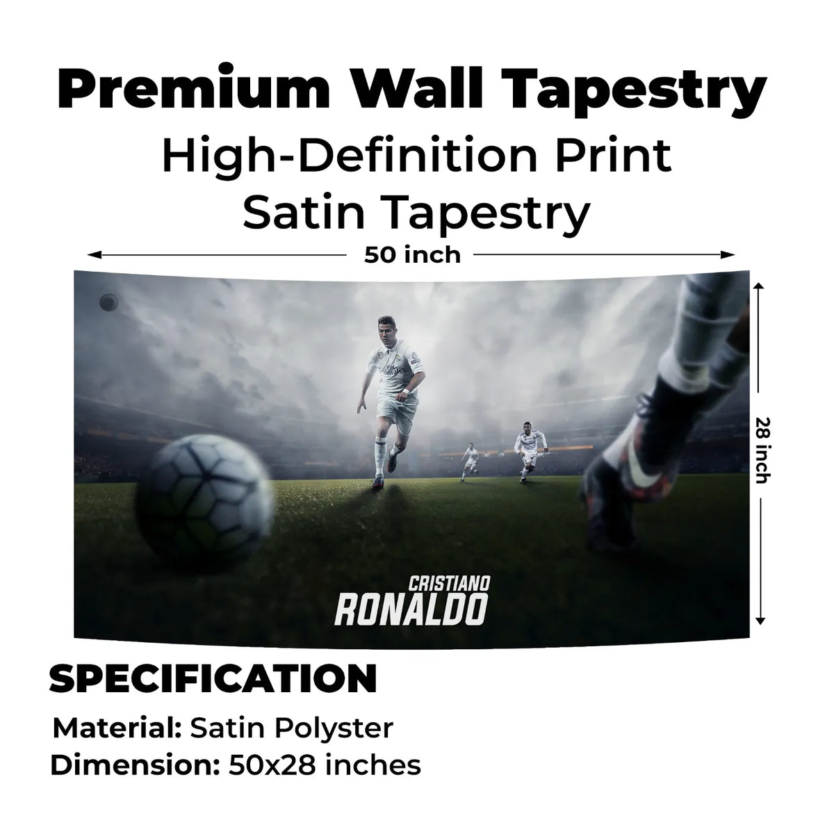 Cristiano Ronaldo White Kit – Storm Chase Edition Tapestry