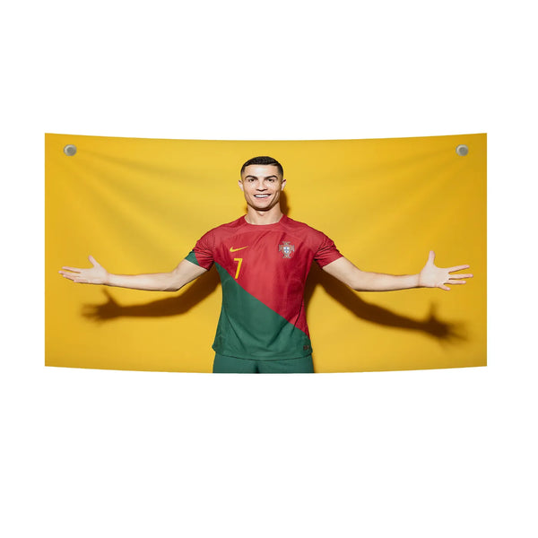 Cristiano Ronaldo Happy Pose – Golden Frame Tapestry