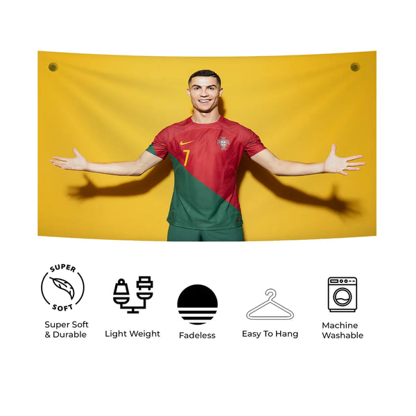 Cristiano Ronaldo Happy Pose – Golden Frame Tapestry