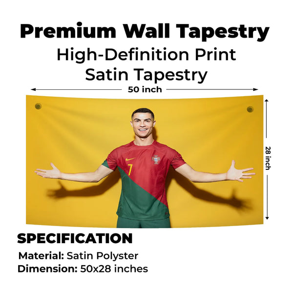 Cristiano Ronaldo Happy Pose – Golden Frame Tapestry