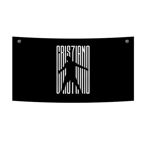CR7 Silhouette Barcode – Minimal Black Tapestry