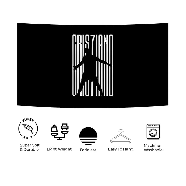 CR7 Silhouette Barcode – Minimal Black Tapestry