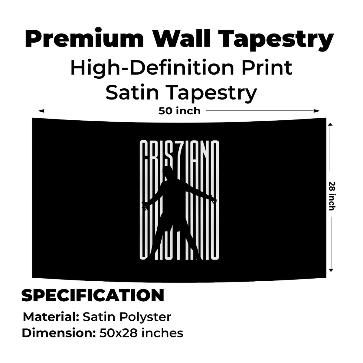 CR7 Silhouette Barcode – Minimal Black Tapestry
