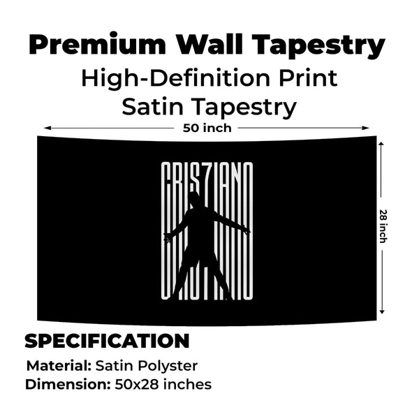 CR7 Silhouette Barcode – Minimal Black Tapestry