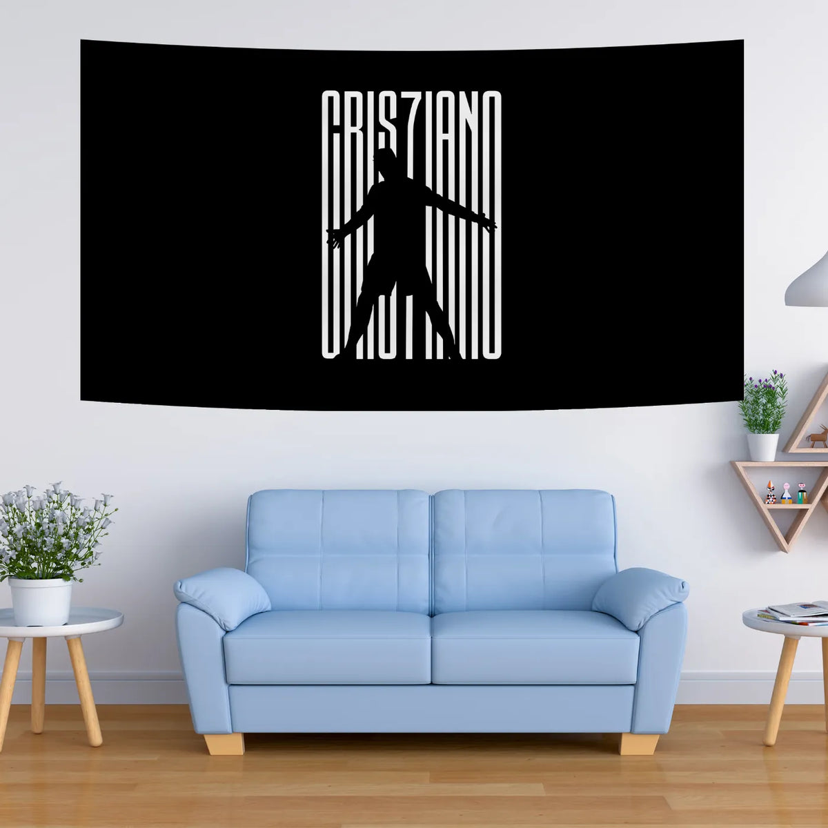 CR7 Silhouette Barcode – Minimal Black Tapestry