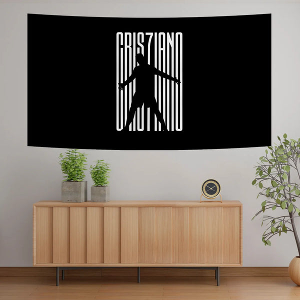 CR7 Silhouette Barcode – Minimal Black Tapestry