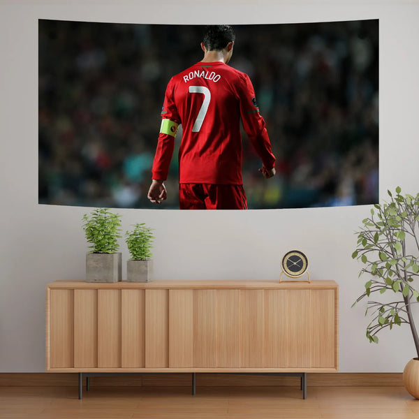 Ronaldo Downcast Pose – Reflective Match Moment Tapestry
