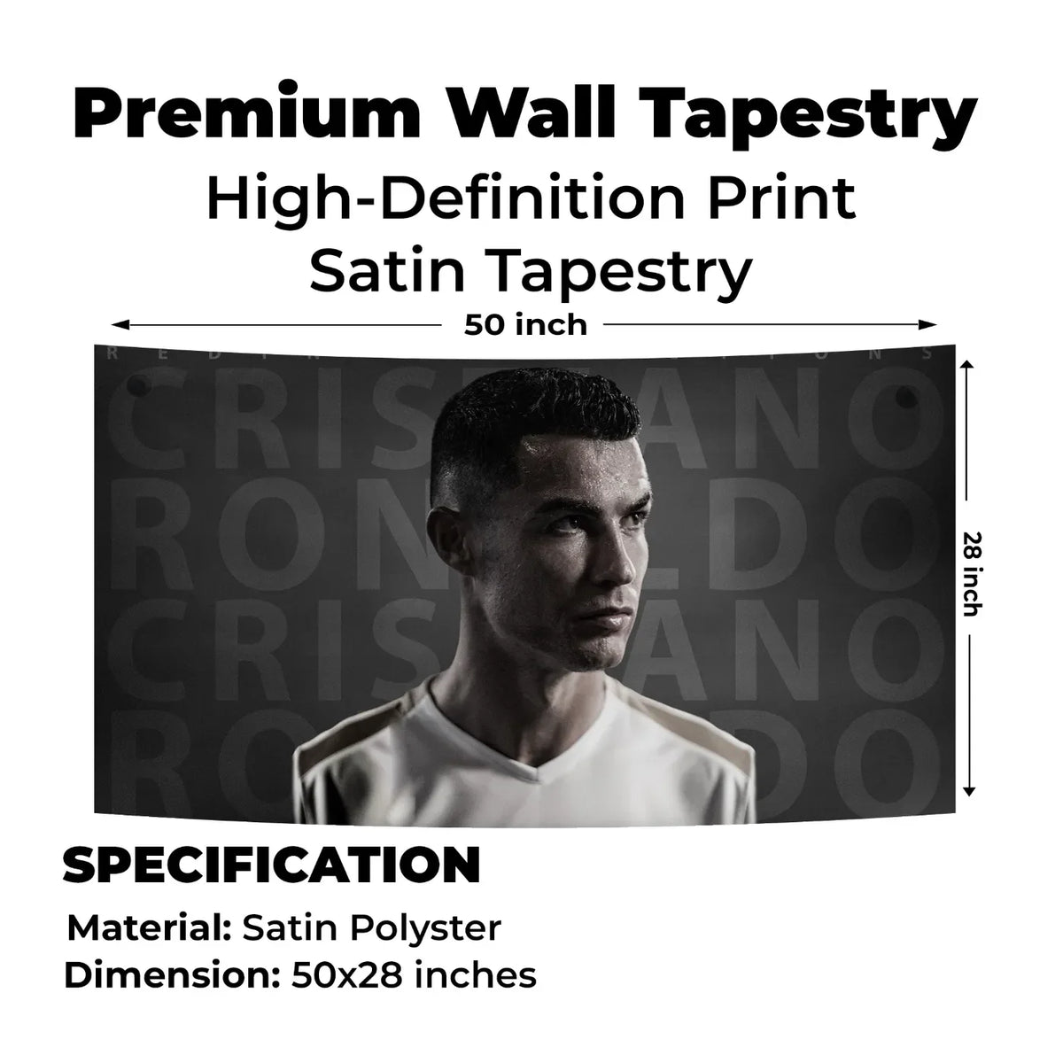 Cristiano Ronaldo Monochrome Power Look Tapestry