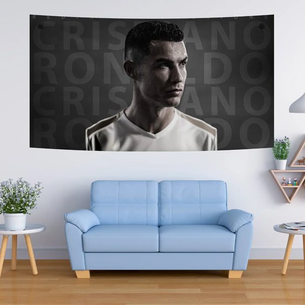 Cristiano Ronaldo Monochrome Power Look Tapestry